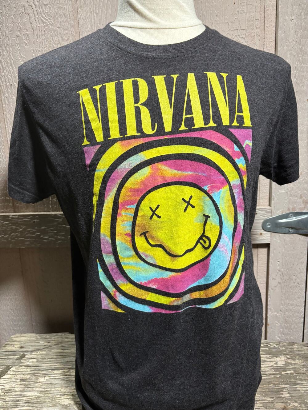 Nirvana Smiley tye dye T Shirt Official Size Small Tee